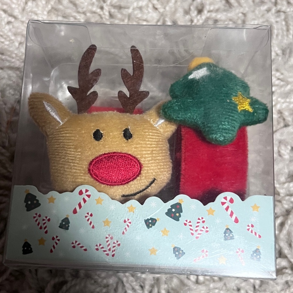 Reindeer and Christmas Tree Set of Jolly slap snap bracelets plush